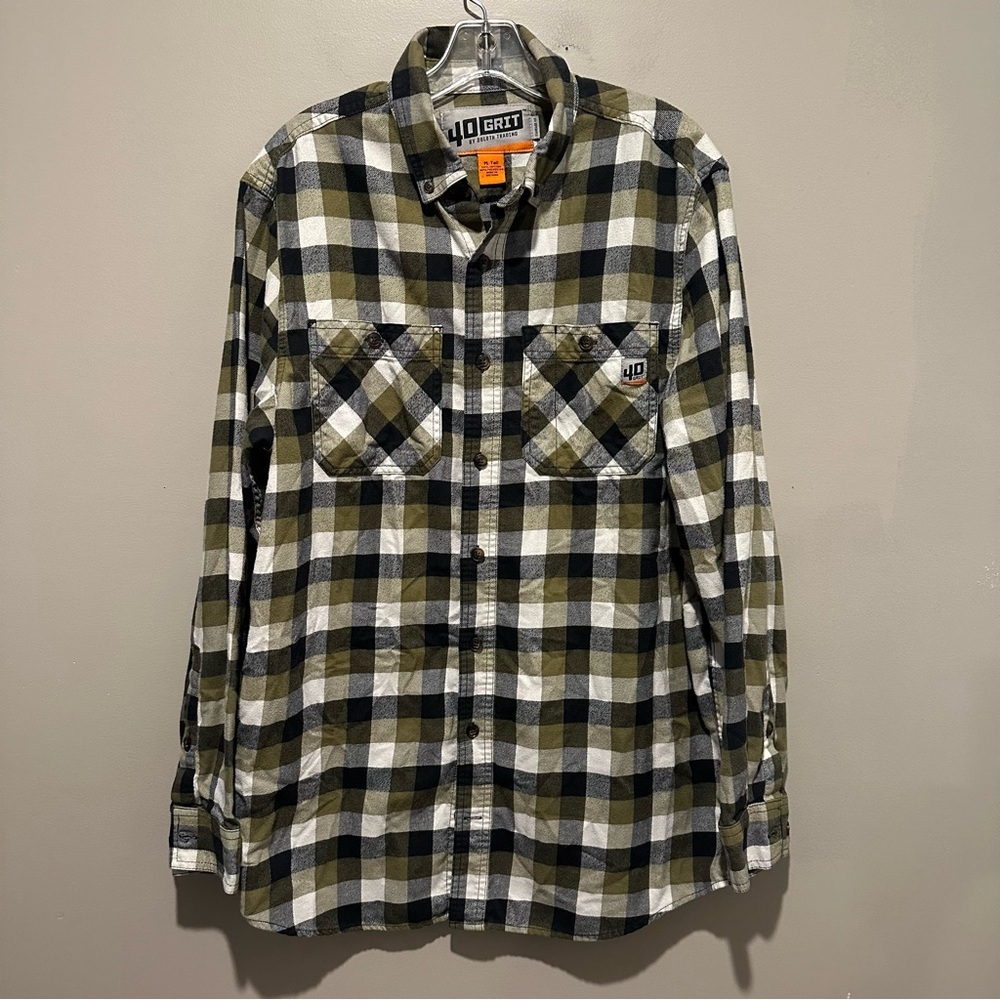 Duluth Trading 40 Grit Flannel Shirt Mens Medium Tall Standard Fit Plaid Outdoor